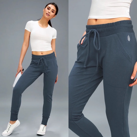 Free People Movement Sunny Skinny Sweatpants Blue Small - Picture 4 of 10